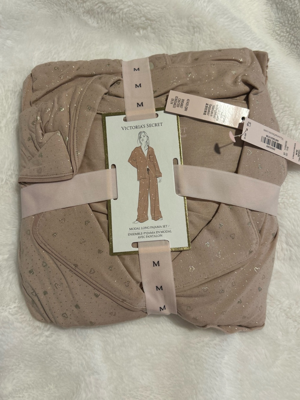 Victoria's Secret Taupe Sparkle Modal Long Pajama Set Medium